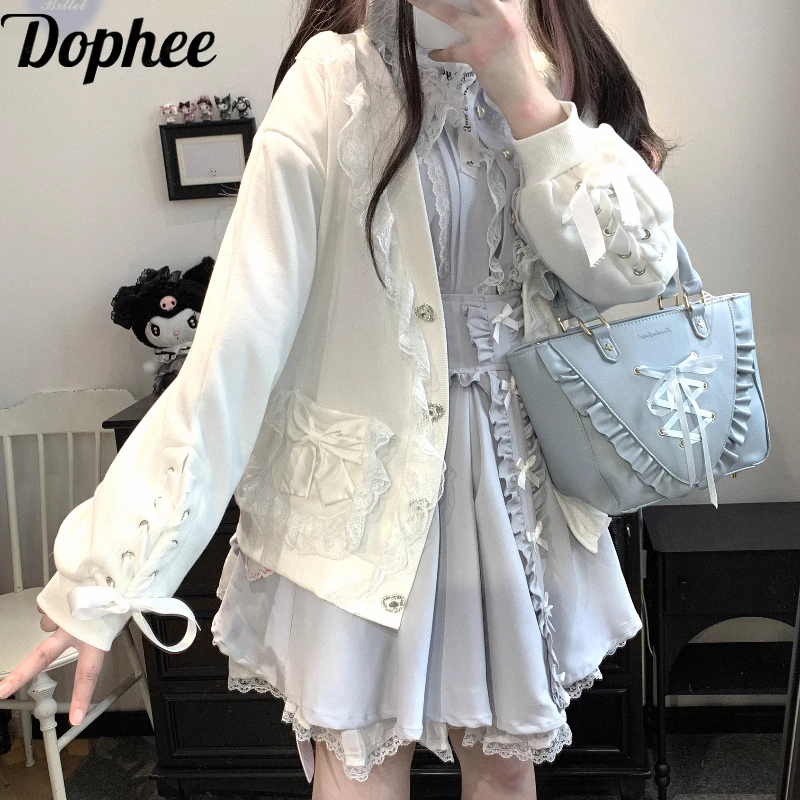 Dophee Original Spring Autumn Loose Cardigans Coat Japan Style Love Single-breasted V-neck Elegant Lace Long Sleeve Women Jacket
Dophee Original Spring Autumn Loose Cardigans Coat Japan Style Love Single-breasted V-neck Elegant Lace Long Sleeve Women Jacket