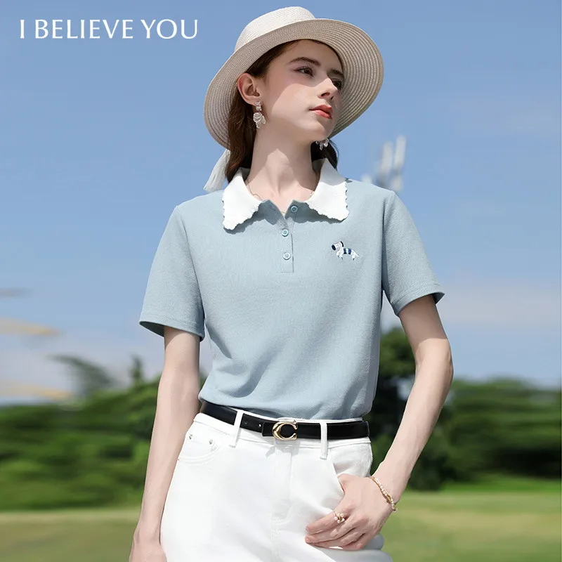 I BELIEVE YOU Short Sleeves Polo Shirt 2026 Summer New Fun Pony Embroidery Contrast Color Collar Casual Women's Top 2261016274
I BELIEVE YOU Short Sleeves Polo Shirt 2026 Summer New Fun Pony Embroidery Contrast Color Collar Casual Women's Top 2261016274