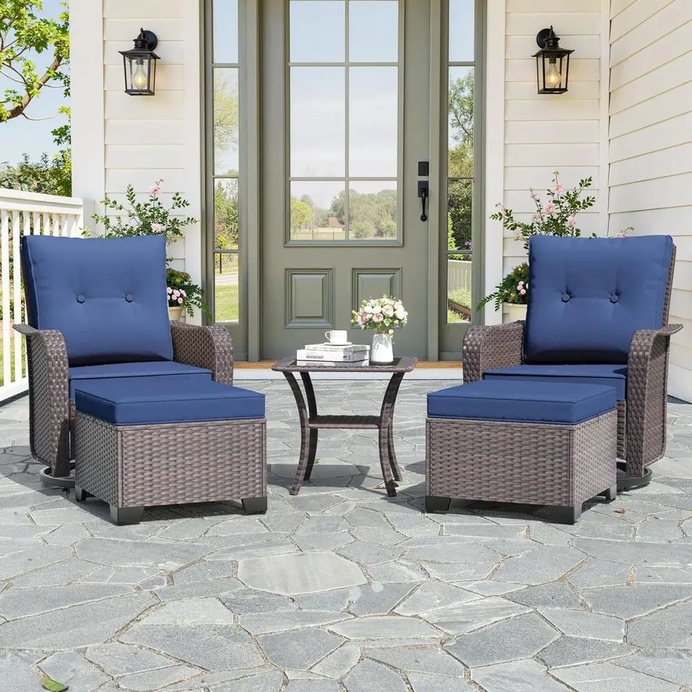 5-Piece Outdoor Swivel Wicker Rocking Chair Set with Cushions, Ottomans, and Side Table, Ideal for Patio, Porch, Deck, Backyard,
5-Piece Outdoor Swivel Wicker Rocking Chair Set with Cushions, Ottomans, and Side Table, Ideal for Patio, Porch, Deck, Backyard,