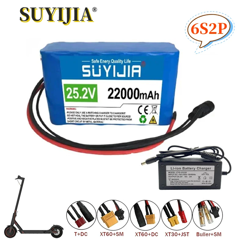 24V Lithium Battery Pack 25.2V 22000mAh 6S2P 18650 Rechargeable Li Ion Battery Cells Built-in BMS for Electric Bicycle Moped
24V Lithium Battery Pack 25.2V 22000mAh 6S2P 18650 Rechargeable Li Ion Battery Cells Built-in BMS for Electric Bicycle Moped
