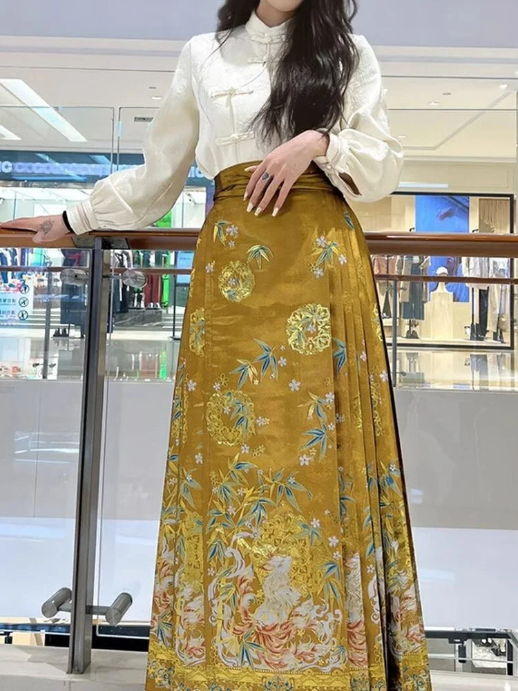 Original Nine-Tailed Bamboo Shadow Heavy Work Women's Spring Autumn Zigzag Gold Thread Hanfu Skirt High Waist A-Line Poly...
Original Nine-Tailed Bamboo Shadow Heavy Work Women's Spring Autumn Zigzag Gold Thread Hanfu Skirt High Waist A-Line Poly...