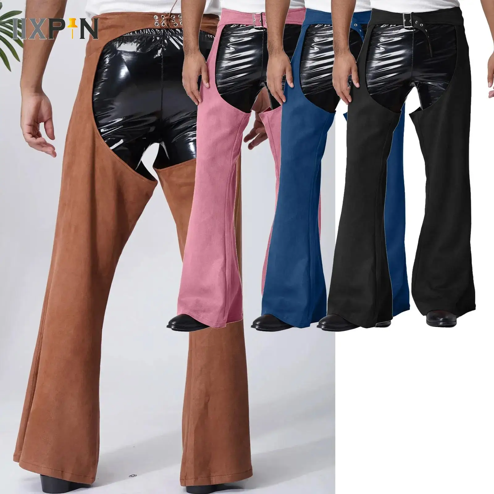 Men Suede Vintage Cowboy Chaps Wide Leg Long Pants Open Crotch Steampunk Halloween Party Dress Up Riding Motorcycle Costumes
Men Suede Vintage Cowboy Chaps Wide Leg Long Pants Open Crotch Steampunk Halloween Party Dress Up Riding Motorcycle Costumes