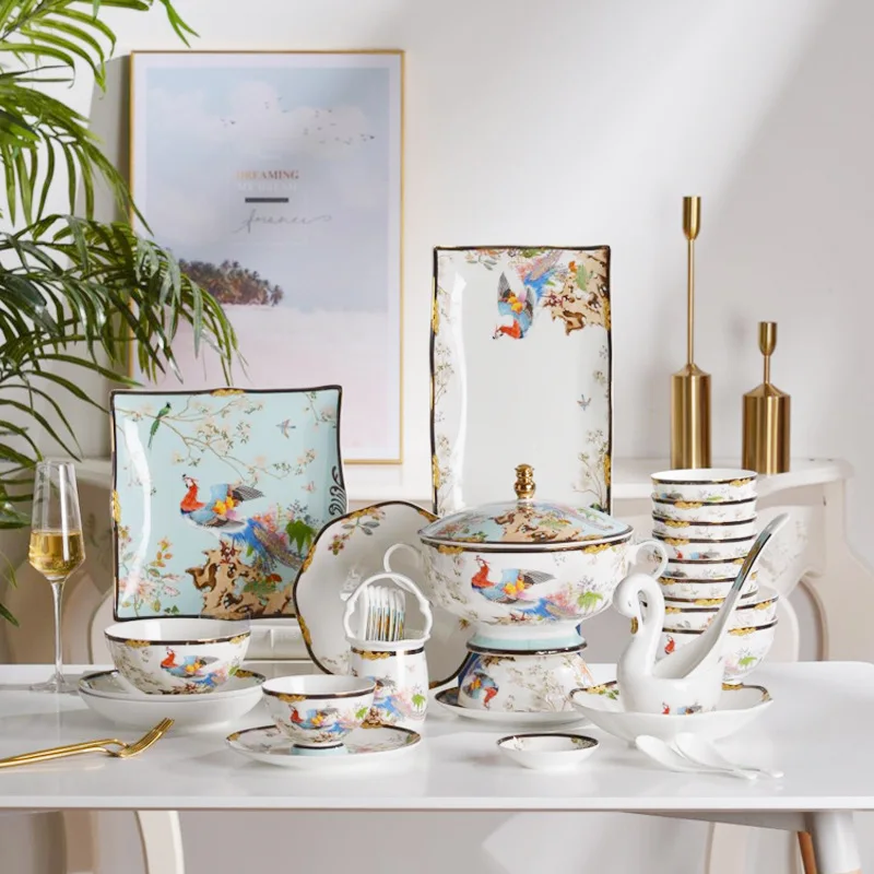 72 Pc European Luxury Dinnerware Set Bone China Bowl Spoon And Chopsticks Set Table Plates Kitchen Tableware Dishes Set Full Ses
72 Pc European Luxury Dinnerware Set Bone China Bowl Spoon And Chopsticks Set Table Plates Kitchen Tableware Dishes Set Full Ses