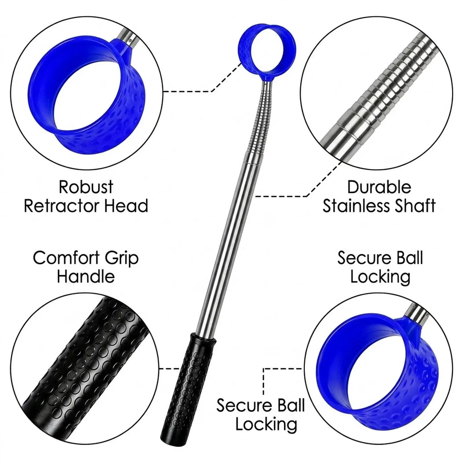 Professional Golf Ball Retriever Compact Telescopic Pickup Tool Stainless Steel for Golf Bag Sport Accessories
Professional Golf Ball Retriever Compact Telescopic Pickup Tool Stainless Steel for Golf Bag Sport Accessories