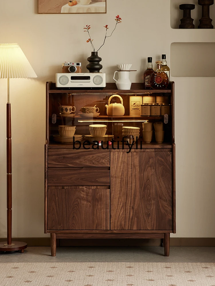 North American black walnut dining side cabinet Nordic simple solid wood wall storage tea cabinet household display cabinet
North American black walnut dining side cabinet Nordic simple solid wood wall storage tea cabinet household display cabinet