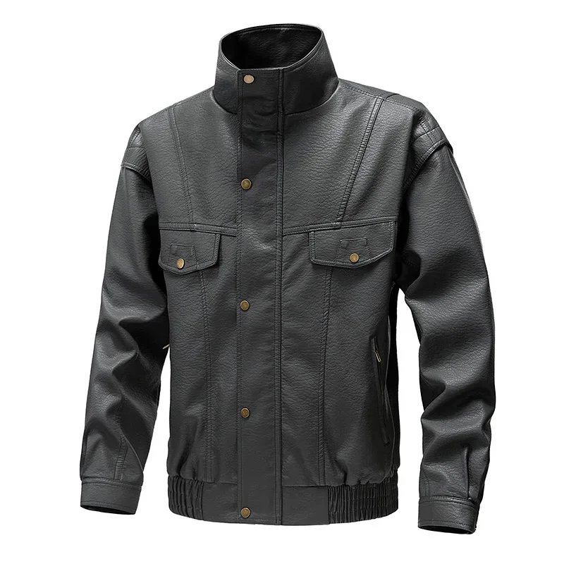 Solid Color Pu Leather Jacket Outdoor Trend Windproof Motorcycle Coats for Men Slim Fitting Zipper Outerwear Vintage All-match
Solid Color Pu Leather Jacket Outdoor Trend Windproof Motorcycle Coats for Men Slim Fitting Zipper Outerwear Vintage All-match