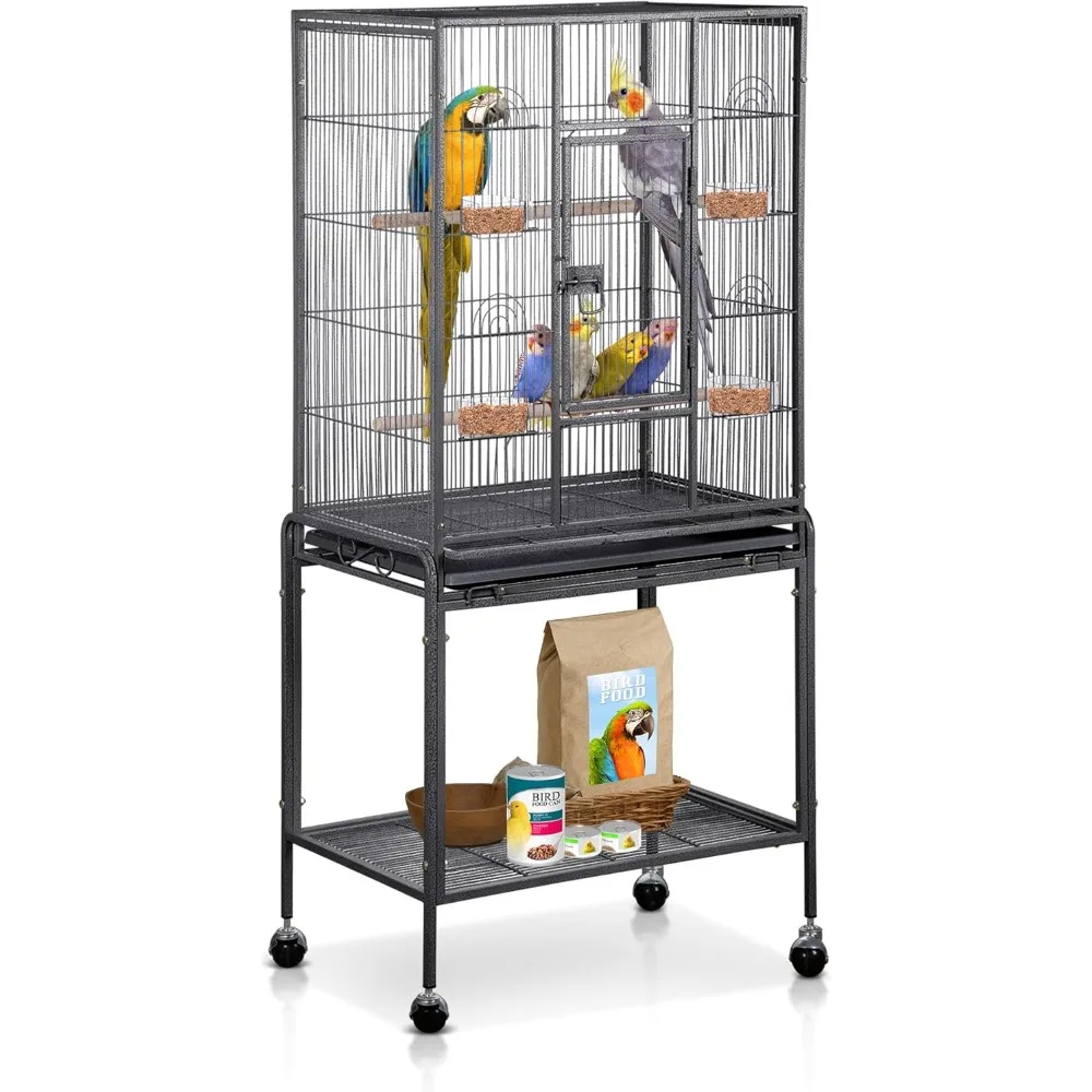 53-Inch Rolling Bird Cage Large Wrought Iron Cage for Cockatiel Sun Conure Parakeet Finch Budgie Lovebird Canary
53-Inch Rolling Bird Cage Large Wrought Iron Cage for Cockatiel Sun Conure Parakeet Finch Budgie Lovebird Canary
