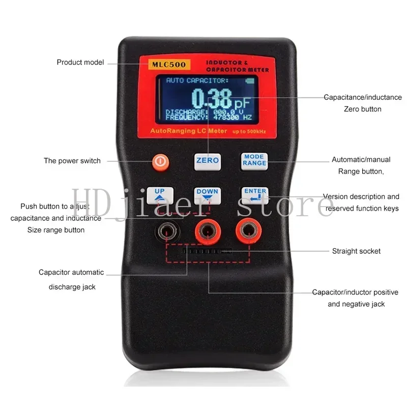 MLC500 Digital LC RC Capacitance Inductance Meter 500KHz Professional LCD Oscillation Multimeter (0.01PF-100MF, SMD Clip Option
MLC500 Digital LC RC Capacitance Inductance Meter 500KHz Professional LCD Oscillation Multimeter (0.01PF-100MF, SMD Clip Option