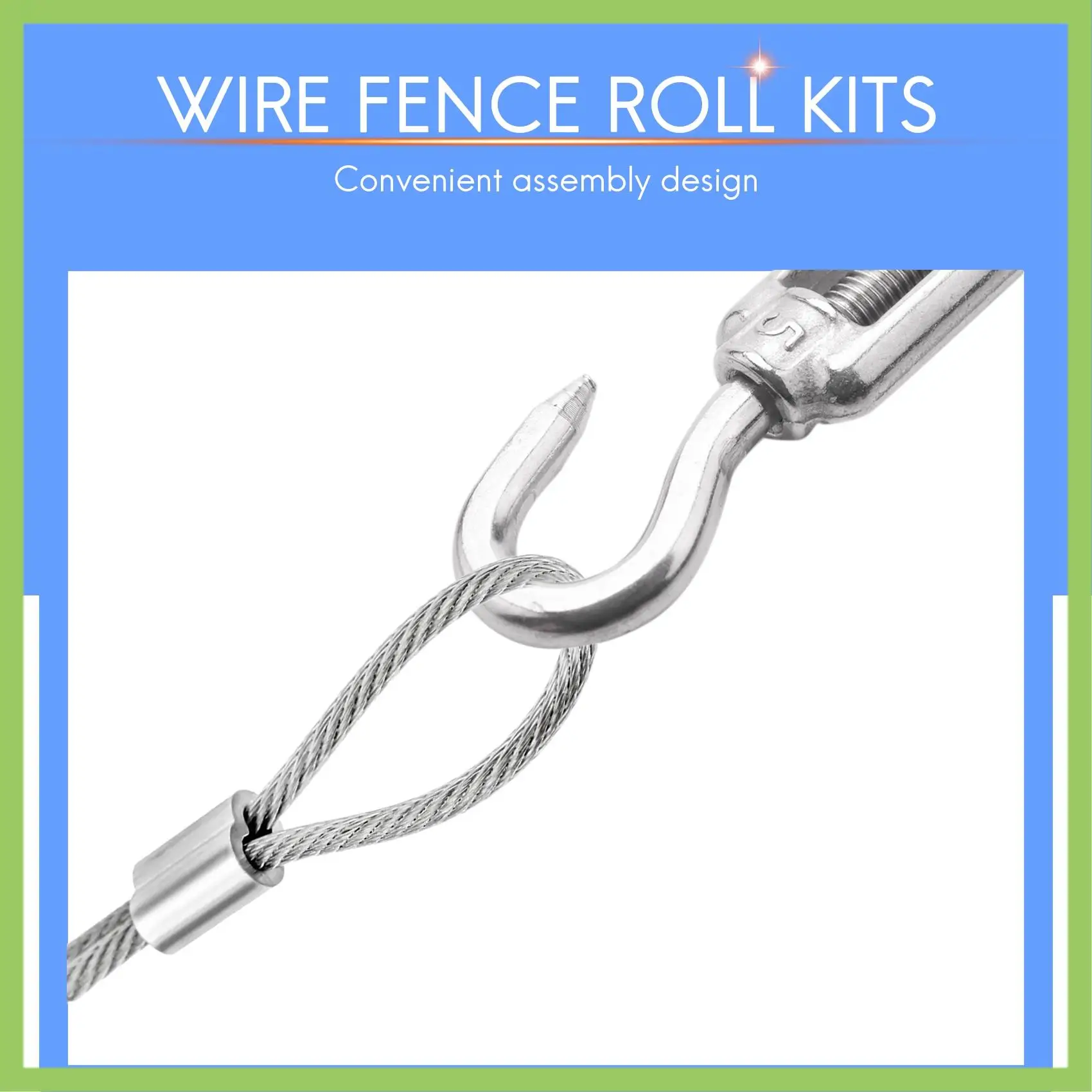 56 Pcs Garden Wire Cable Railing Wire Fence Roll Kits 15M PVC Coated Heavy Duty Stainless Steel Wire Rope Cable
56 Pcs Garden Wire Cable Railing Wire Fence Roll Kits 15M PVC Coated Heavy Duty Stainless Steel Wire Rope Cable