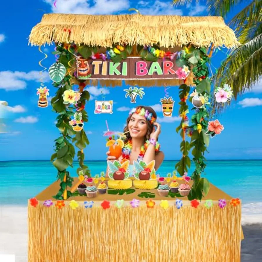 Портативный набор для тики-бара Abundant Tiki Bar Hut Kit: декор для уличного тики-бара с гавайскими леями, подвесными спиральными украшениями, баннером для крыши, для вечеринок в стиле луау.
Портативный набор для тики-бара Abundant Tiki Bar Hut Kit: декор для уличного тики-бара с гавайскими леями, подвесными спиральными украшениями, баннером для крыши, для вечеринок в стиле луау.