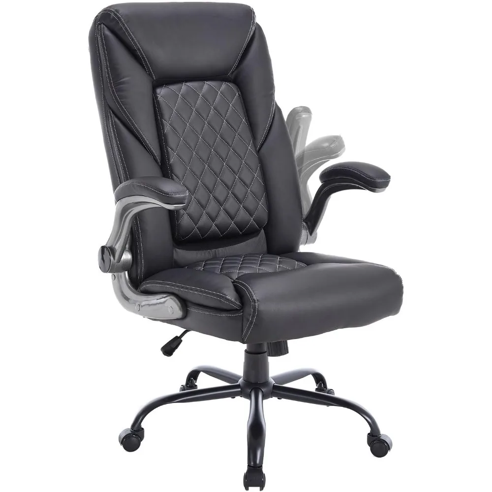 Executive Office Chairs with Lumbar Support Wheels PU Leather Padded Home Desk Chairs with Adjustable Flip Arms, Black
Executive Office Chairs with Lumbar Support Wheels PU Leather Padded Home Desk Chairs with Adjustable Flip Arms, Black