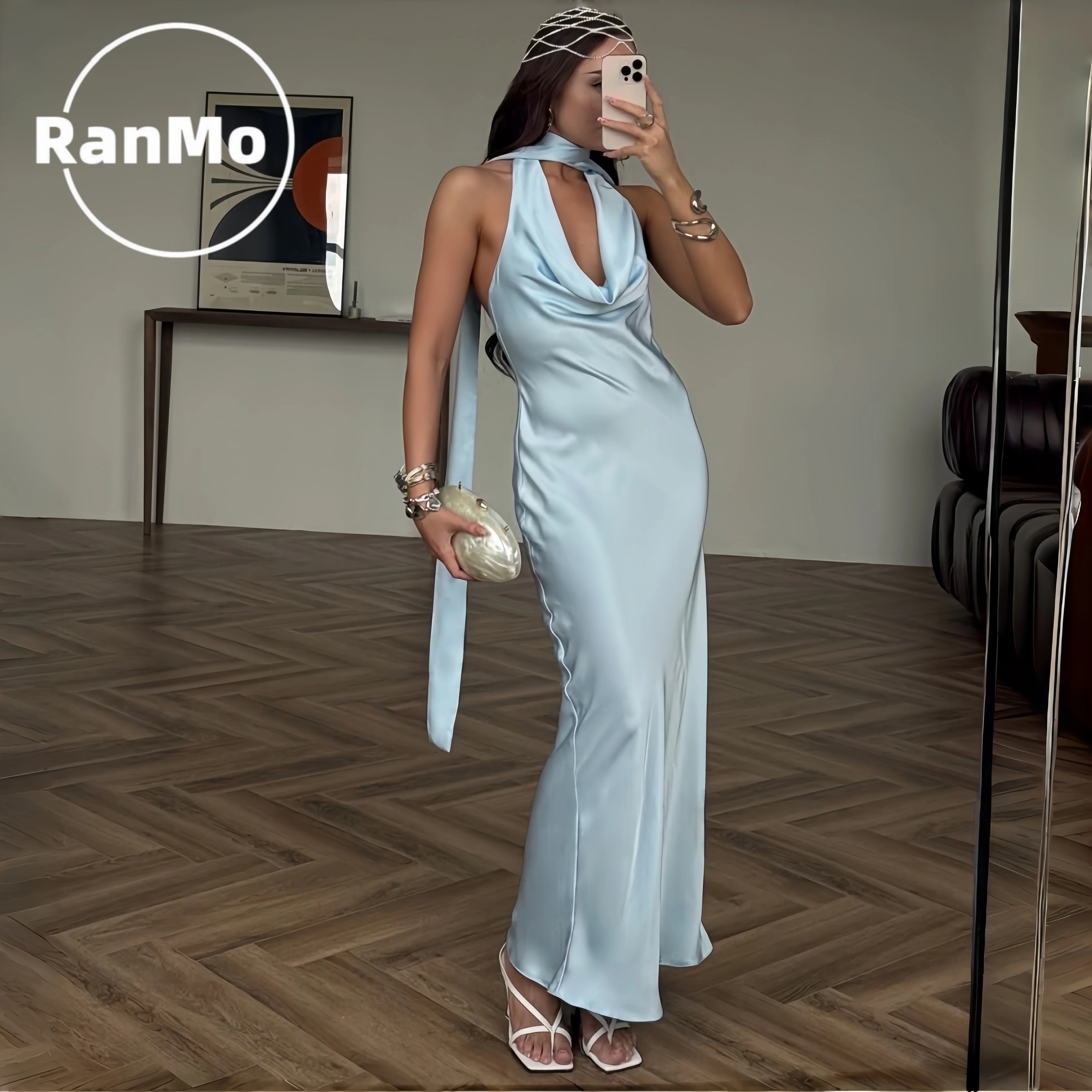 Ranmo Customized Modern 2026 Long Halter Prom Dresses Backless Mermaid Satin فساتين سهرة Floor Length Evening Dress for Women
Ranmo Customized Modern 2026 Long Halter Prom Dresses Backless Mermaid Satin فساتين سهرة Floor Length Evening Dress for Women
