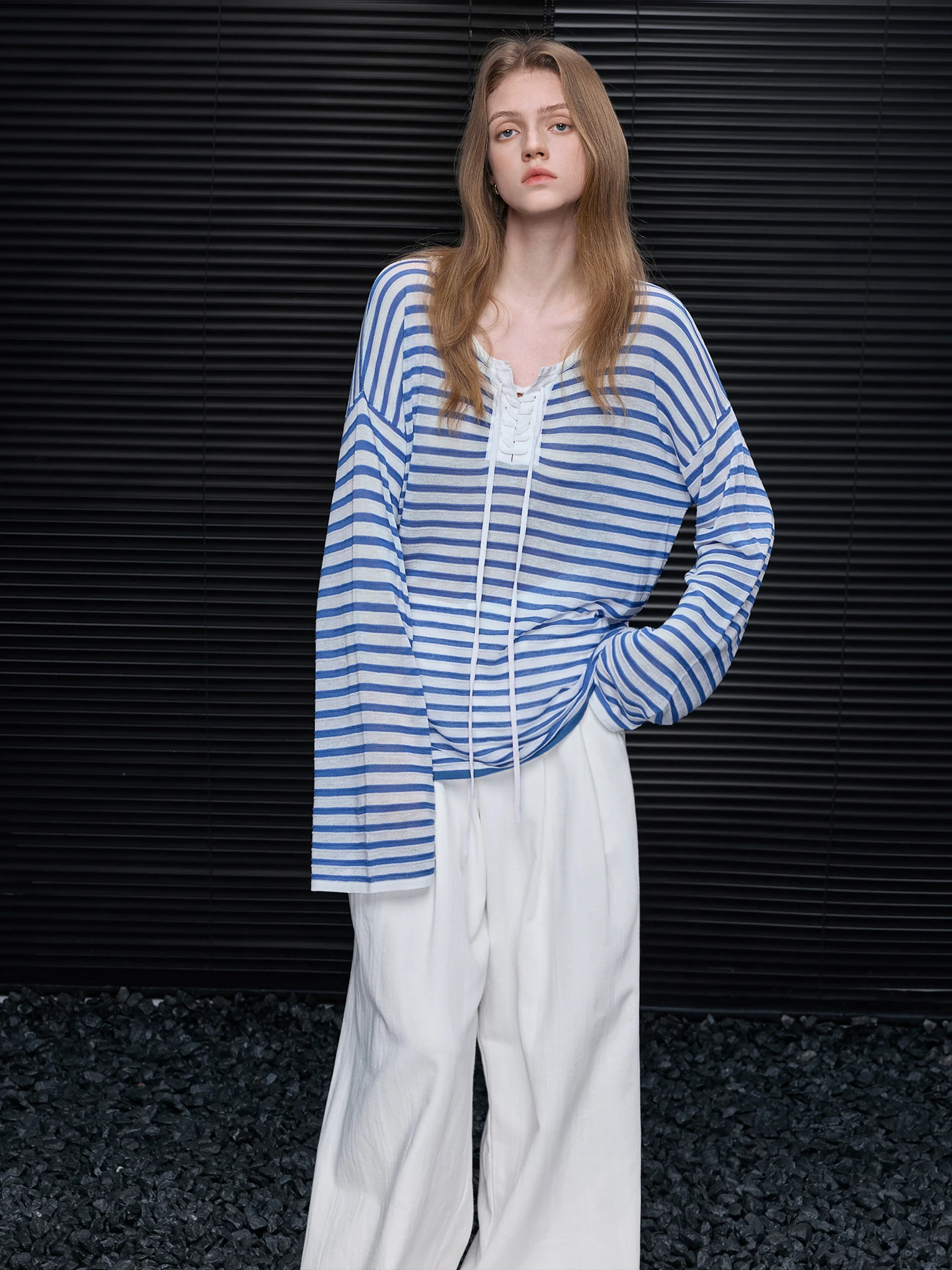 Spring 2026 Women's Loose Knitted Sweater Striped Dstring Design Casual Chic Street Sle Long Sve Regular Length
Spring 2026 Women's Loose Knitted Sweater Striped Dstring Design Casual Chic Street Sle Long Sve Regular Length