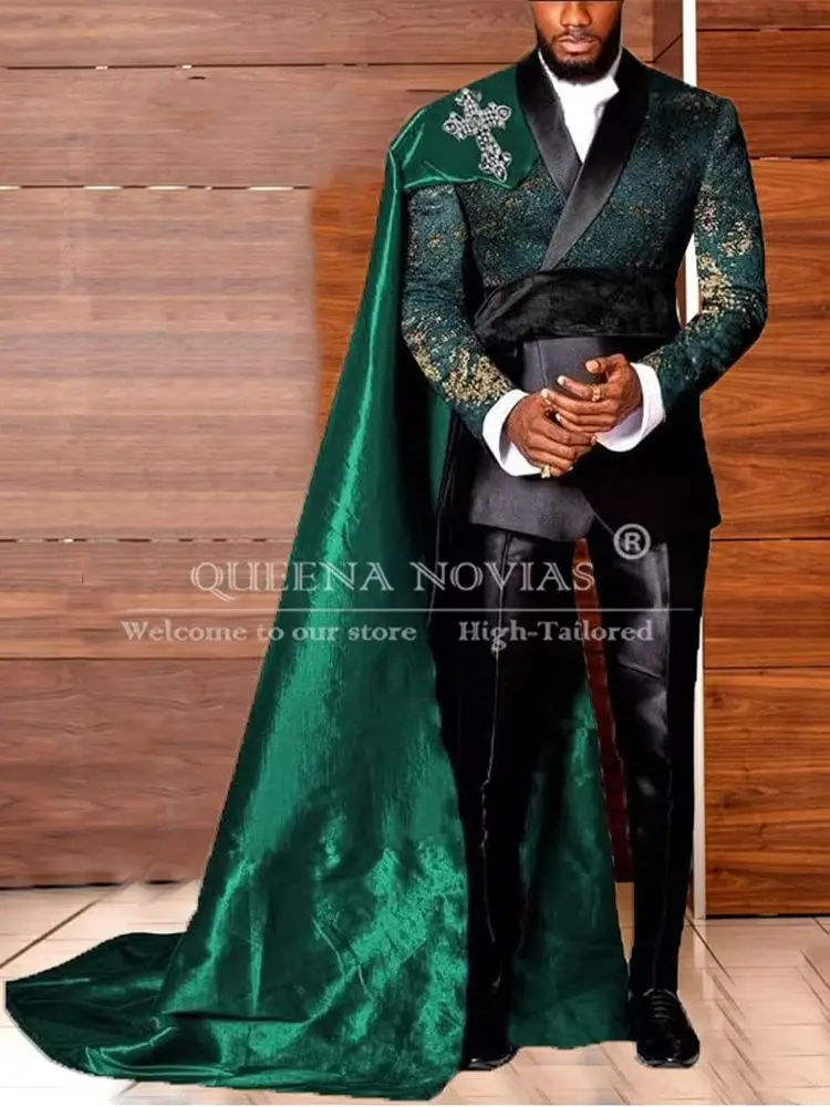 Luxury Men Suits 2 Pieces Sets Wedding Groom Tuxedos Slim Fit Male Prom Party Floral Blazer With Cape Customized Costume Homme
Luxury Men Suits 2 Pieces Sets Wedding Groom Tuxedos Slim Fit Male Prom Party Floral Blazer With Cape Customized Costume Homme