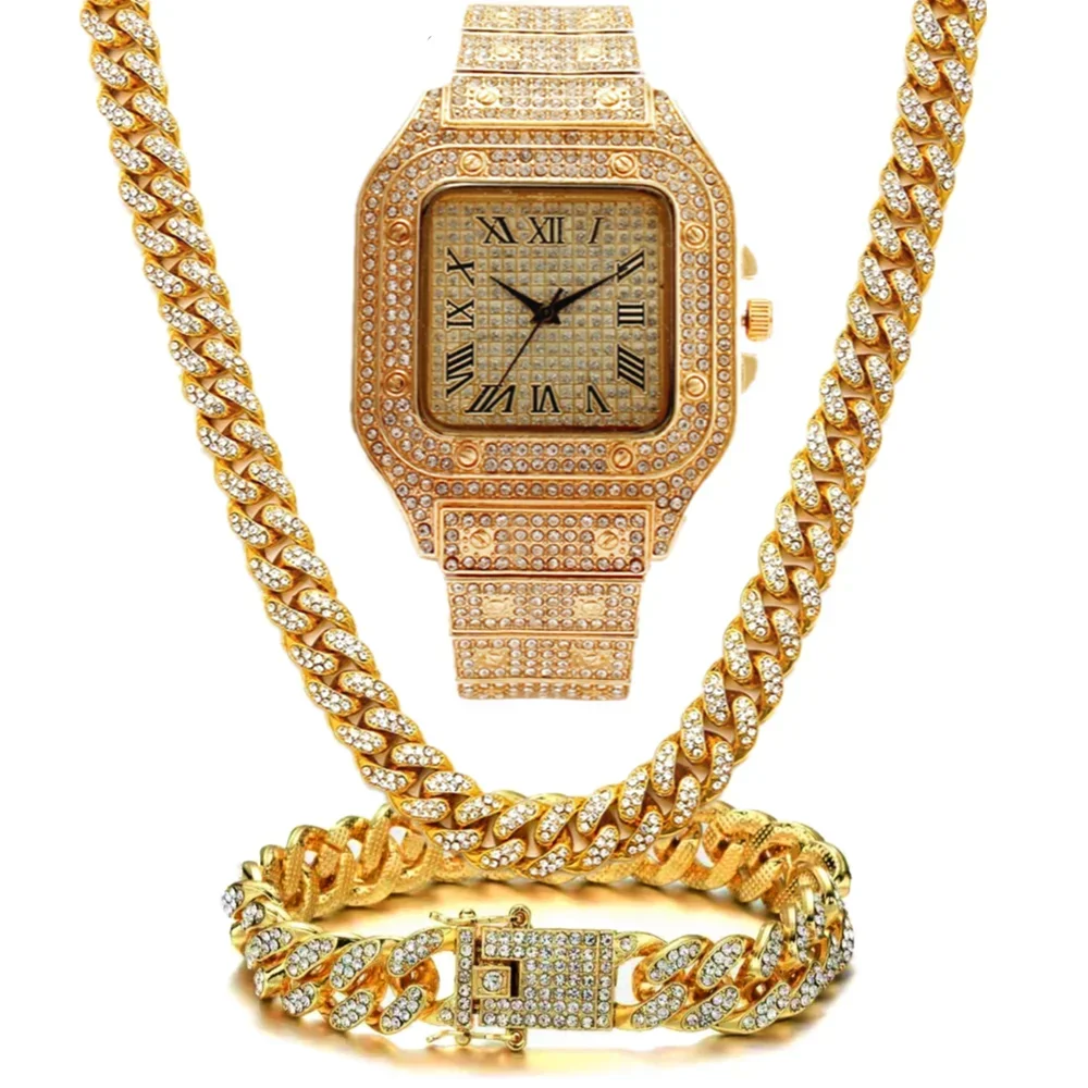 Luxury Iced Out Watch for Men Women Hip Hop Miami Bling CZ Cuban Chain Big Gold Chain Necklace Paved Rhinestones Gold Watch Men
Luxury Iced Out Watch for Men Women Hip Hop Miami Bling CZ Cuban Chain Big Gold Chain Necklace Paved Rhinestones Gold Watch Men