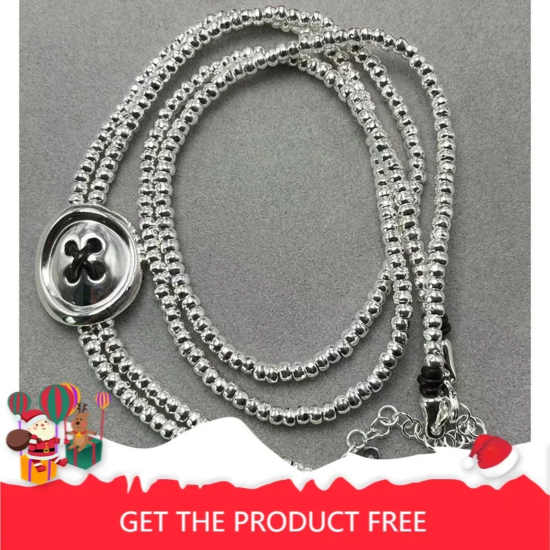 2025 European and American exaggerated design silver button round bead sweater chain women's jewelry
2025 European and American exaggerated design silver button round bead sweater chain women's jewelry