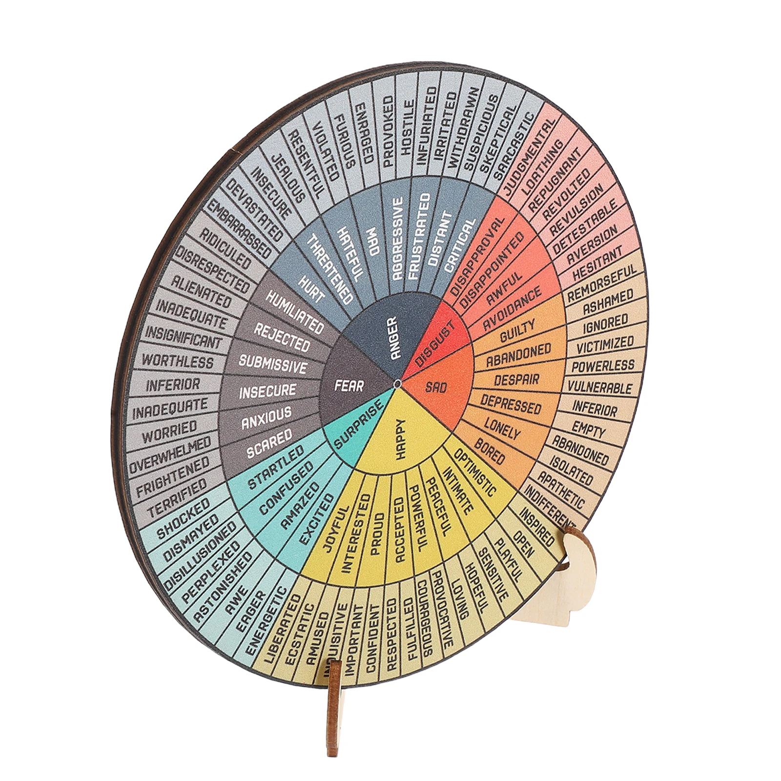 Wooden Emotion Wheel Dual Sided Feelings Chart Sturdy Stand Home Office School Educational Supplies Mood Expression Tool
Wooden Emotion Wheel Dual Sided Feelings Chart Sturdy Stand Home Office School Educational Supplies Mood Expression Tool