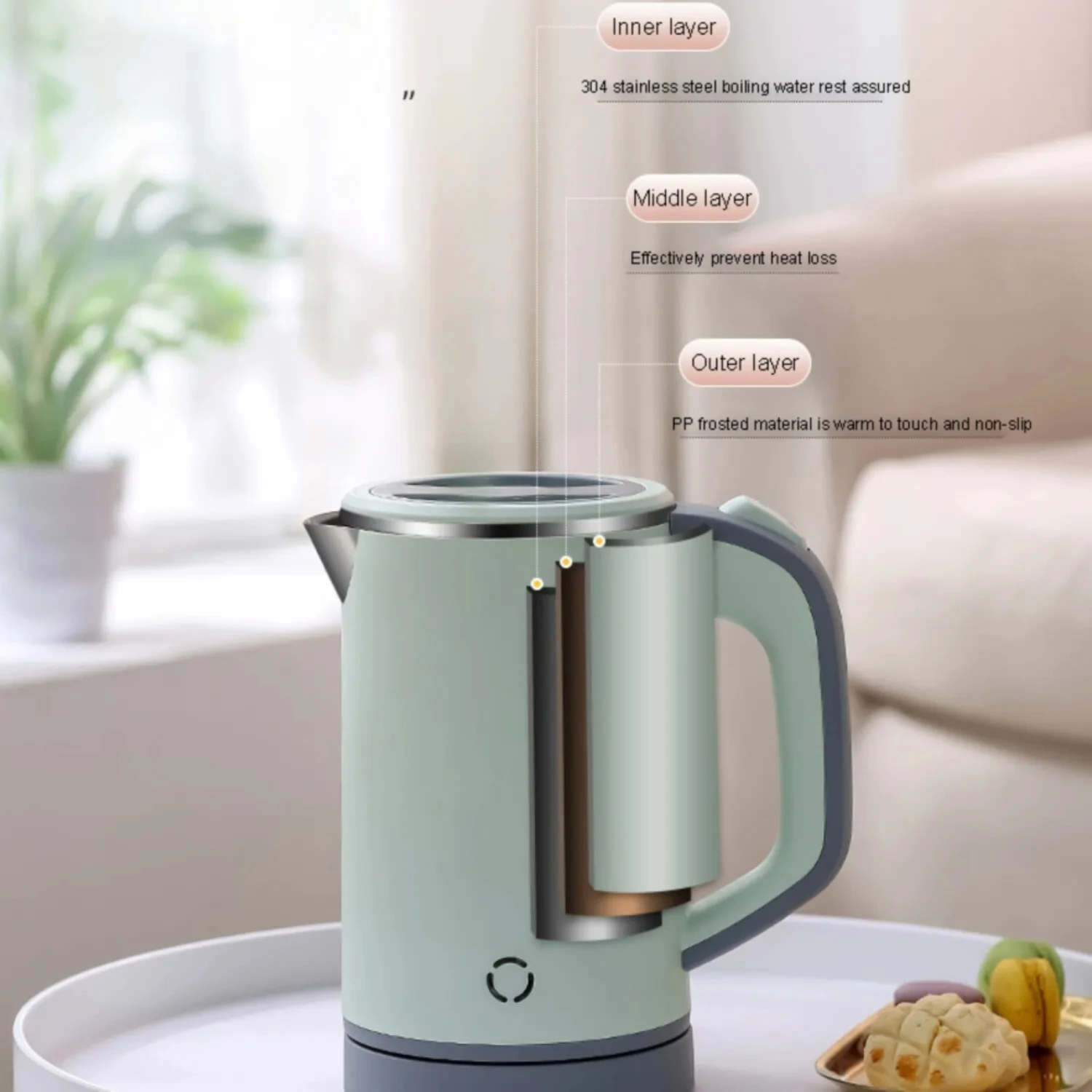 800ML Insulated Kettle 304 Stainless Steel Kettle Reserved Automatic Power Off To Adjust Temperature 600w
800ML Insulated Kettle 304 Stainless Steel Kettle Reserved Automatic Power Off To Adjust Temperature 600w