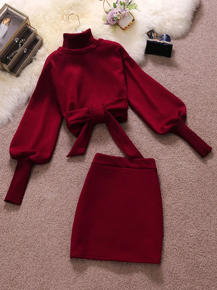 2023 Spring Autumn New High-neck Lantern Sleeve Lace-up Short style plush sweater+hip skirt suit for women 2pcs
2023 Spring Autumn New High-neck Lantern Sleeve Lace-up Short style plush sweater+hip skirt suit for women 2pcs