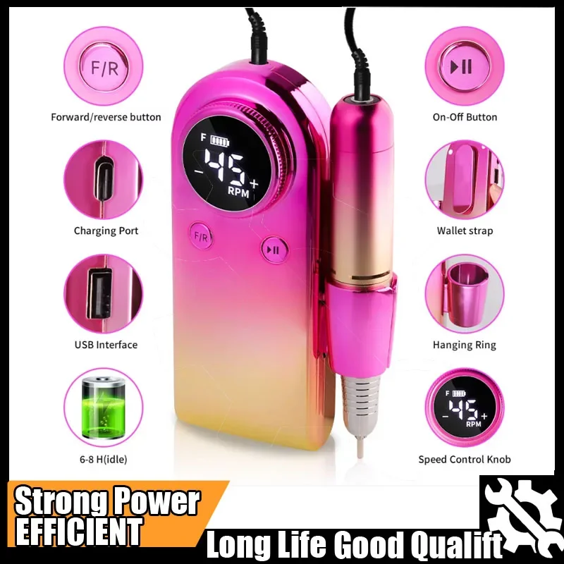 Горячая дрель для ногтей 45000 об/мин, профессиональная перезаряжаемая электрическая пилочка для ногтей, беспроводная пилочка для ногтей E для акриловых ногтей, инструмент для полировки геля
Горячая дрель для ногтей 45000 об/мин, профессиональная перезаряжаемая электрическая пилочка для ногтей, беспроводная пилочка для ногтей E для акриловых ногтей, инструмент для полировки геля