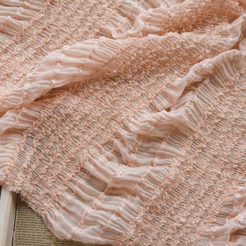 Striped Pleated Stretch chiffon fabric, Ruffled embroidered Chiffon lace for Girl Dress, wedding Dress, Summer Dress
Striped Pleated Stretch chiffon fabric, Ruffled embroidered Chiffon lace for Girl Dress, wedding Dress, Summer Dress