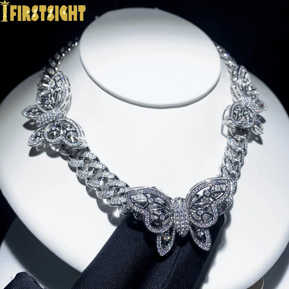 New Iced Out Bling CZ Butterfly Pendant Necklace Silver Color 12mm Miami Cuban Link Chain Animal Choker Hip hop Women Jewelry
New Iced Out Bling CZ Butterfly Pendant Necklace Silver Color 12mm Miami Cuban Link Chain Animal Choker Hip hop Women Jewelry
