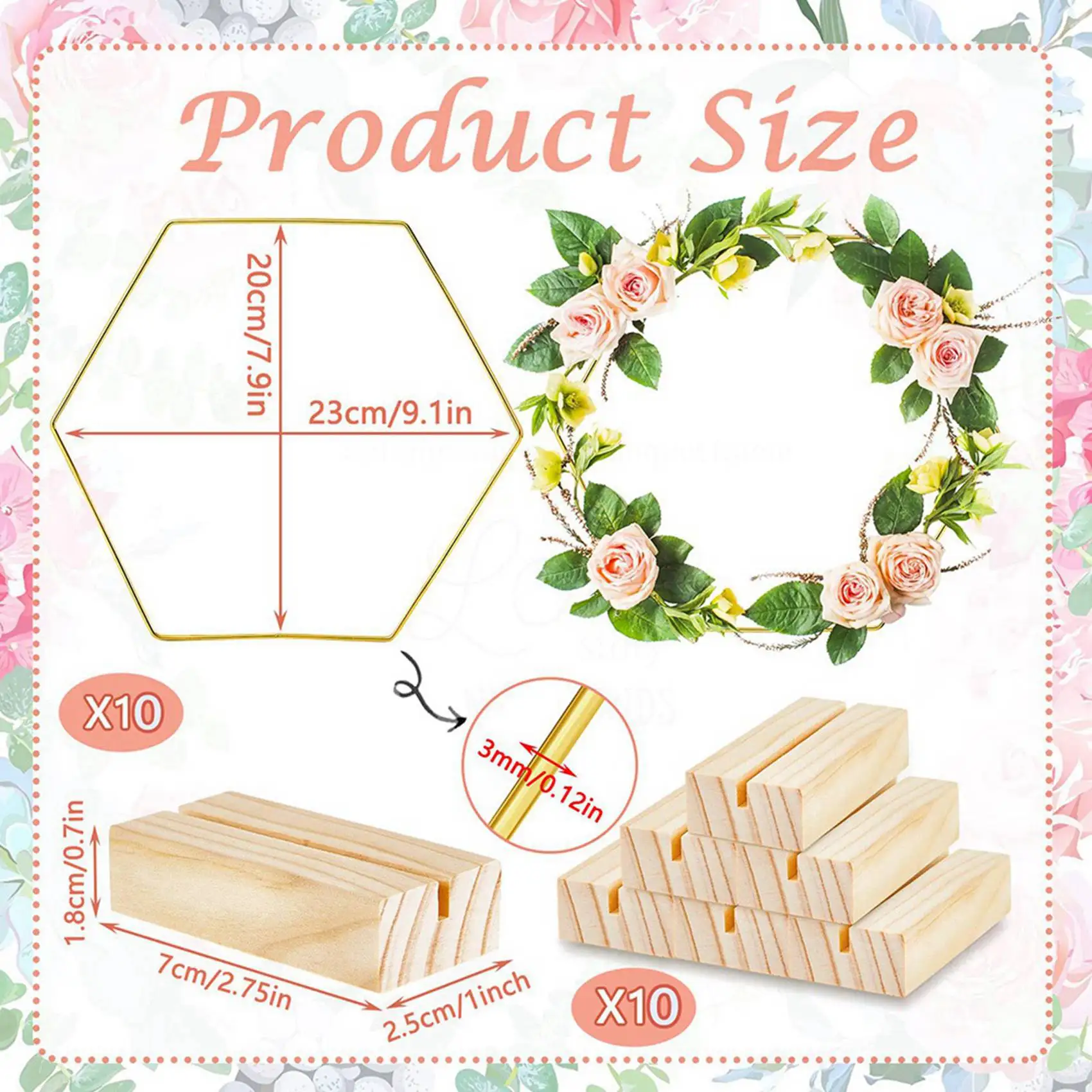 M12K-20 упаковка 9,1-дюймовый шестиугольный обруч с 20 деревянными держателями для карточек для украшений, поделки на свадебный стол
M12K-20 упаковка 9,1-дюймовый шестиугольный обруч с 20 деревянными держателями для карточек для украшений, поделки на свадебный стол