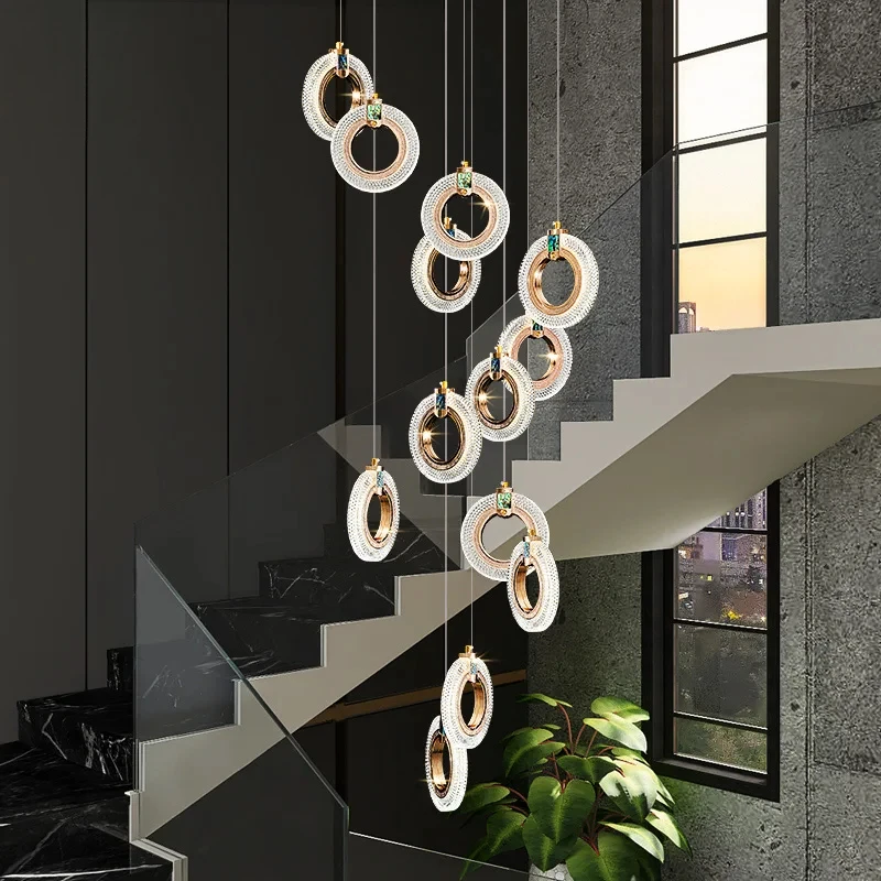 Hot sale Loft Pendant Lamp For Home Decoration Modern Led Ceiling Chandelier Acrylic Ring fixtures stairs deco hanging lights
Hot sale Loft Pendant Lamp For Home Decoration Modern Led Ceiling Chandelier Acrylic Ring fixtures stairs deco hanging lights