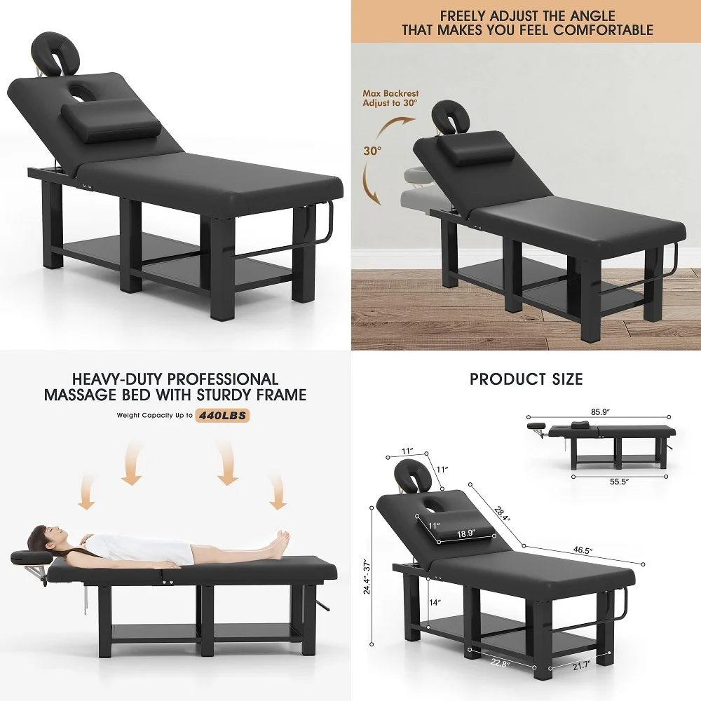 Stationary Massage Table with with Memory Foam amp PU Leather,Wooden Frame Massage Table with Adjustable BackRest,Heavy Duty Sp
Stationary Massage Table with with Memory Foam amp PU Leather,Wooden Frame Massage Table with Adjustable BackRest,Heavy Duty Sp
