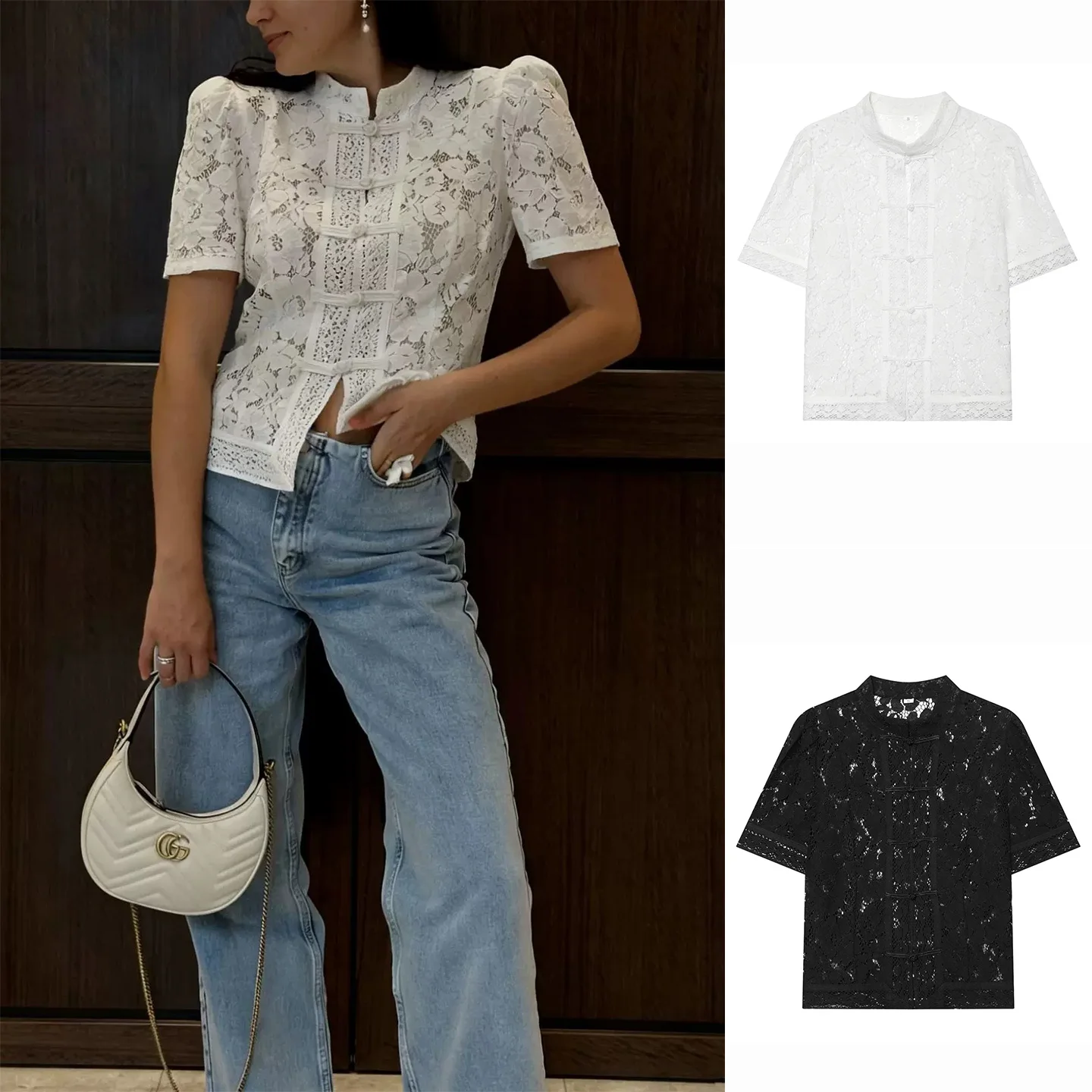 Spring New Arrival Women's Fashionable Versatile Commute Buttoned Waist Cinched Lace Hook Flower Stand Collar Short Sleeve Shirt
Spring New Arrival Women's Fashionable Versatile Commute Buttoned Waist Cinched Lace Hook Flower Stand Collar Short Sleeve Shirt