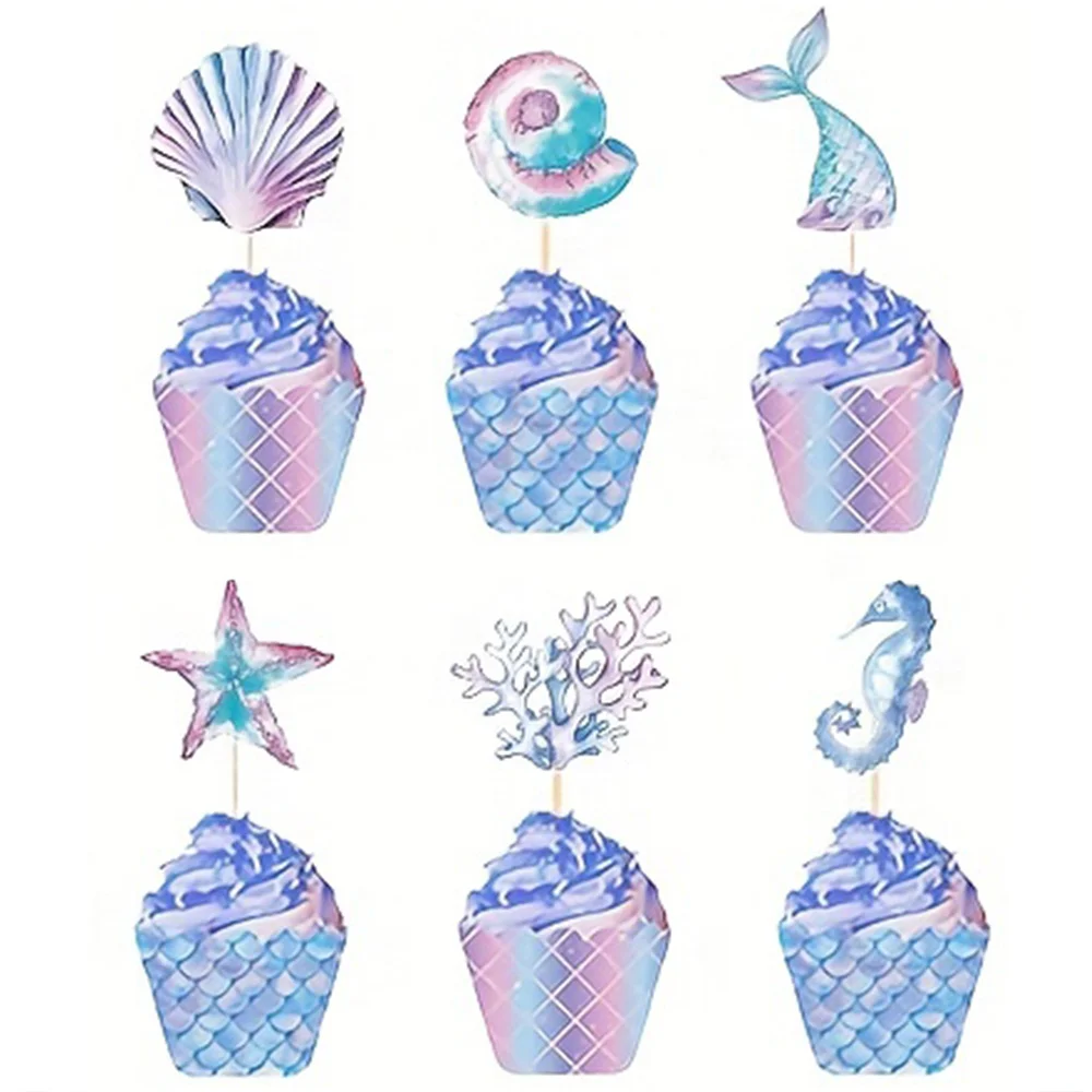 18pcs Mermaid Cupcake Toppers Little Mermaid Birthday Decorations Under the Sea Party Cake Supplies Sea Animals Cupcake Picks
18pcs Mermaid Cupcake Toppers Little Mermaid Birthday Decorations Under the Sea Party Cake Supplies Sea Animals Cupcake Picks
