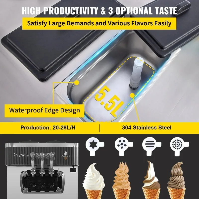 【Premium】 Commercial Soft Serve Ice Cream hine 3 Flavors, 2200W Compressor, Dual Hoppers & Smart Panel for Cafes/Restaurants/B
【Premium】 Commercial Soft Serve Ice Cream hine 3 Flavors, 2200W Compressor, Dual Hoppers & Smart Panel for Cafes/Restaurants/B