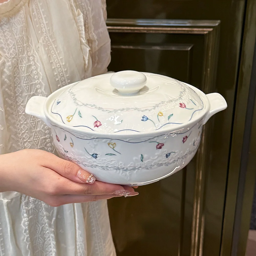 Retro Floral Cerc Soup Bowl with Lid Large Basin Double Ear Nordic Sle High Temperature Stam Dining Table Romance
Retro Floral Cerc Soup Bowl with Lid Large Basin Double Ear Nordic Sle High Temperature Stam Dining Table Romance