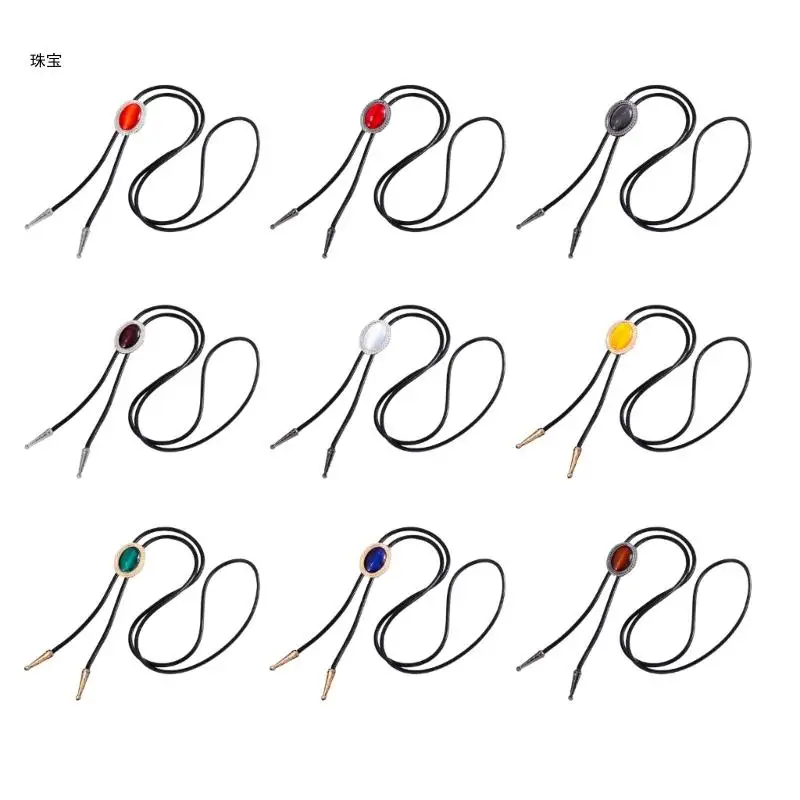X5QE Men's Braided Rope Bolo Tie with Oval Stone Pendant Adjustable Necktie Jewelry Necklace for Music Festivals
X5QE Men's Braided Rope Bolo Tie with Oval Stone Pendant Adjustable Necktie Jewelry Necklace for Music Festivals