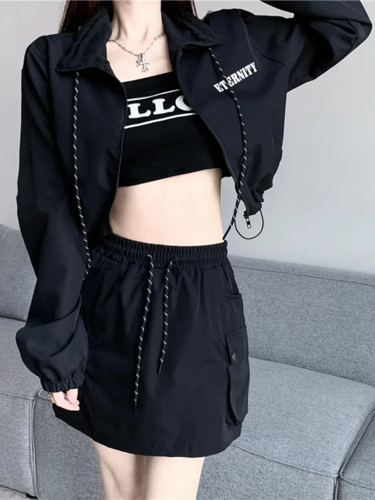 Korean Two Piece Set Long Sleeve Zipper Coat High Wast Bodycon Skirts Outfits Vintage Y2k Clothing Fashion Skirt Women Outfits
Korean Two Piece Set Long Sleeve Zipper Coat High Wast Bodycon Skirts Outfits Vintage Y2k Clothing Fashion Skirt Women Outfits