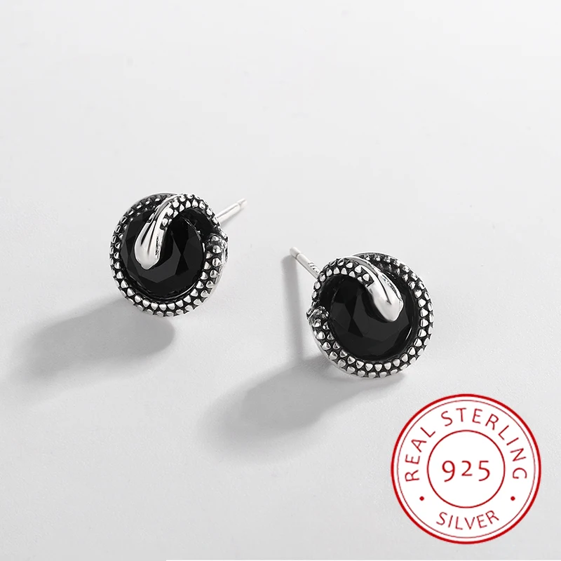 Creative Trendy Cool Authentic S925 Silver Men's Coiled Snake Black Zircon Earrings Women's Cool Earrings
Creative Trendy Cool Authentic S925 Silver Men's Coiled Snake Black Zircon Earrings Women's Cool Earrings