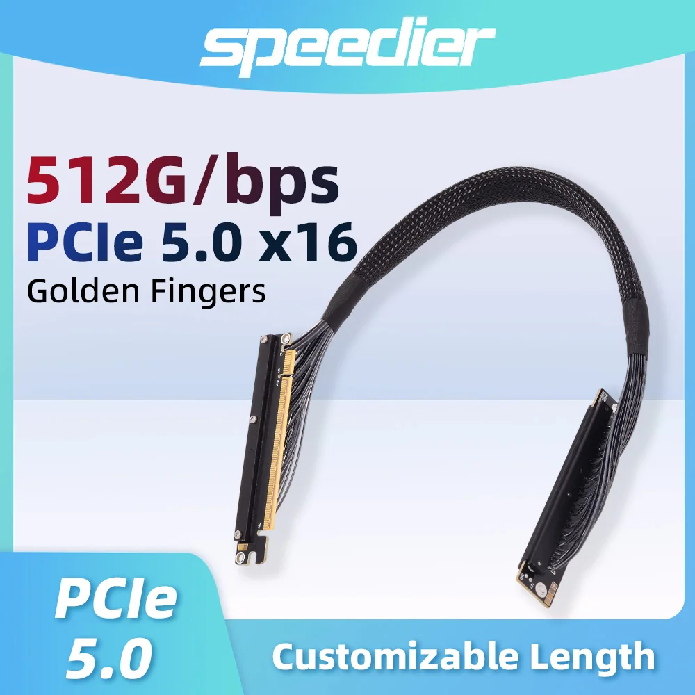 PCIE 5.0 x16 Dual Reverse Side Bending Graphics Card GPU Extension Cable for NVIDIA RTX50 AMD RX79xx Server Golden Finger Gen5
PCIE 5.0 x16 Dual Reverse Side Bending Graphics Card GPU Extension Cable for NVIDIA RTX50 AMD RX79xx Server Golden Finger Gen5
