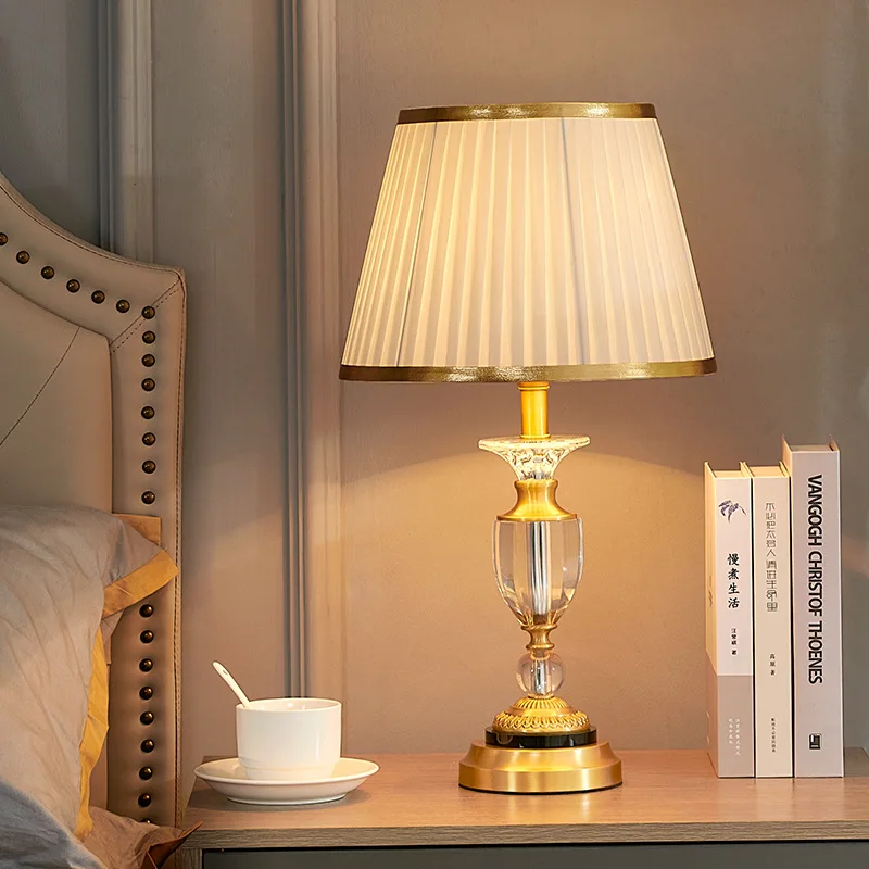 American All Copper Light Luxury Crystal Desk Lamp Living Room Bedroom Bedside Lamp EuropeanModern Simple Creative Romantic Lamp
American All Copper Light Luxury Crystal Desk Lamp Living Room Bedroom Bedside Lamp EuropeanModern Simple Creative Romantic Lamp