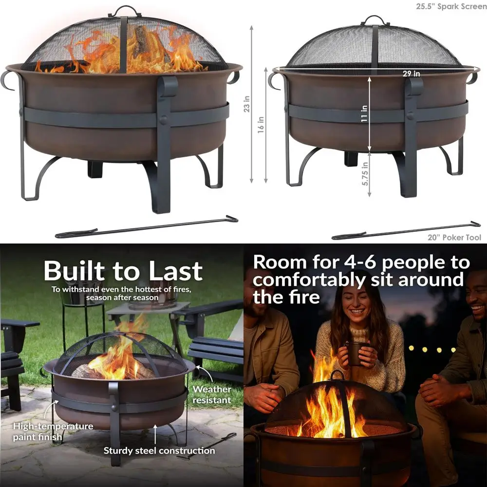 Bronze Outdoor Wood-Burning Fire Pit with 29-Inch Diameter, Complete with Poker and Spark Screen
Bronze Outdoor Wood-Burning Fire Pit with 29-Inch Diameter, Complete with Poker and Spark Screen