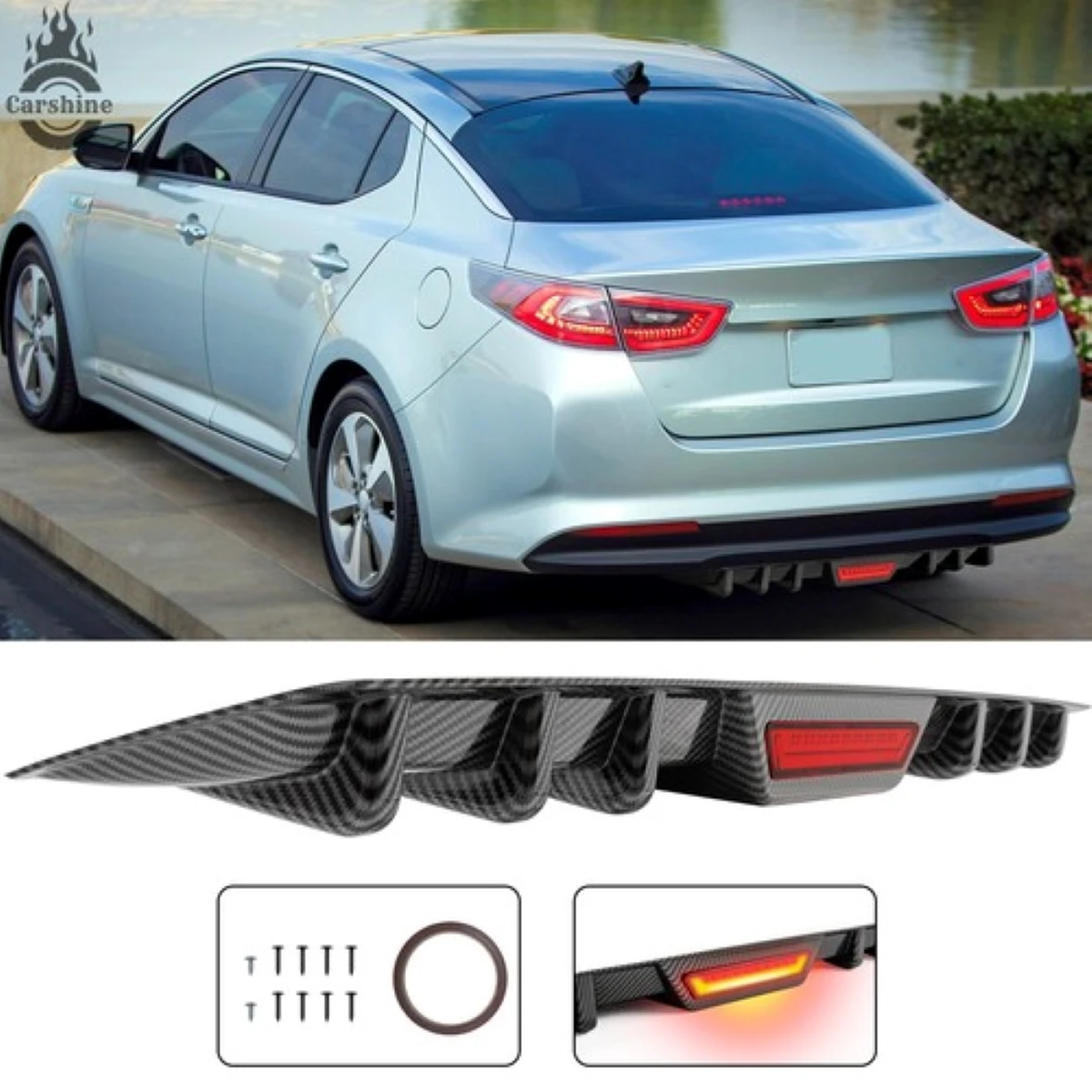 Carbon Fiber Rear Bumper Diffuser With LED Brake Light For Kia Optima Forte
Carbon Fiber Rear Bumper Diffuser With LED Brake Light For Kia Optima Forte