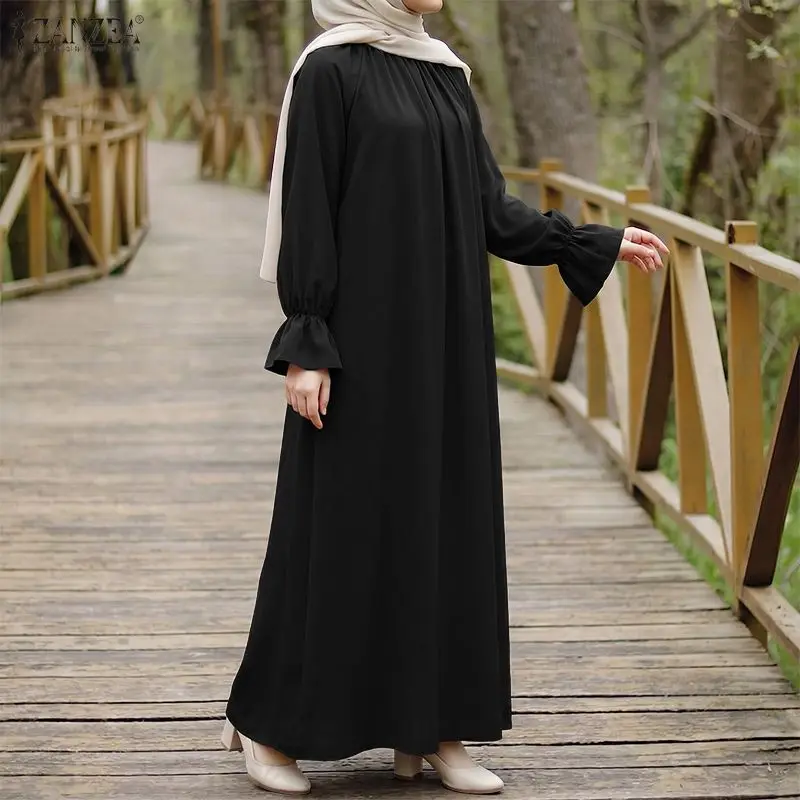 Women Muslim Maxi Dress Modest Fashion Gathered O-Neck Long Sleeve Loose Abaya Robes ZANZEA Casual Islamic Hijabis Kaftan
Women Muslim Maxi Dress Modest Fashion Gathered O-Neck Long Sleeve Loose Abaya Robes ZANZEA Casual Islamic Hijabis Kaftan