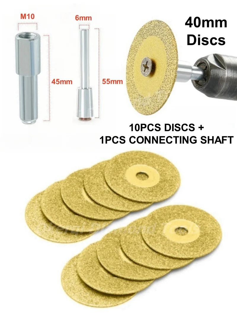 10PCS 40mm Mini Diamond Cutting Disc with 45/55mm Connecting Shaft Circular Saw Blade Rotary Abrasive Discs Marble Ceramic Tiles
10PCS 40mm Mini Diamond Cutting Disc with 45/55mm Connecting Shaft Circular Saw Blade Rotary Abrasive Discs Marble Ceramic Tiles