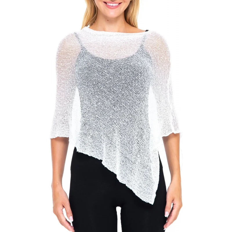 Womens Sheer Knit Poncho Shrug Lightweight Cover Up One Size Fits Most
Womens Sheer Knit Poncho Shrug Lightweight Cover Up One Size Fits Most