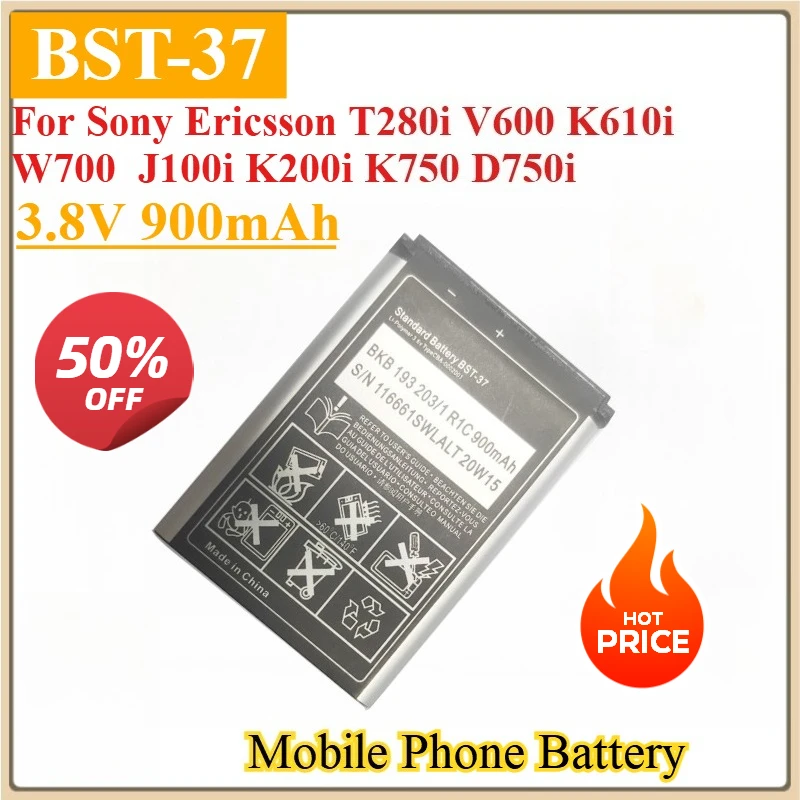 Новый аккумулятор для телефона BST37 BST 37 BST-37 3,8 В 900 мАч для Sony Ericsson T280i V600 K610i W700 J100i K200i K750 D750i
Новый аккумулятор для телефона BST37 BST 37 BST-37 3,8 В 900 мАч для Sony Ericsson T280i V600 K610i W700 J100i K200i K750 D750i