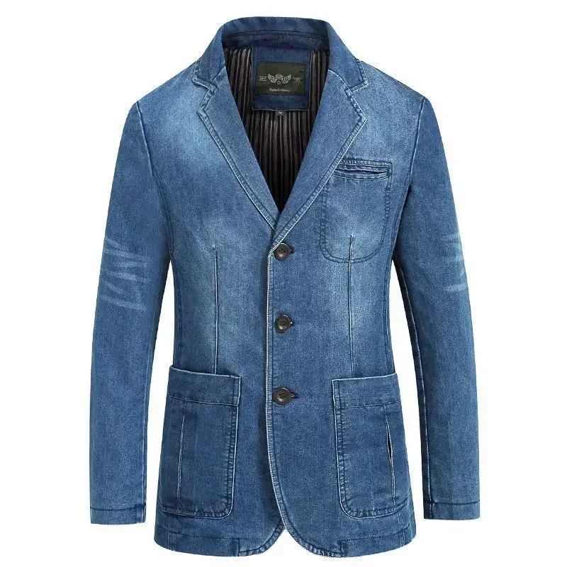Spring Mens Denim Jacket Lapel Multi Pocket Solid Color Single Breasted Jacket High-quality Mens Denim Slim Fitting Blazer Coats
Spring Mens Denim Jacket Lapel Multi Pocket Solid Color Single Breasted Jacket High-quality Mens Denim Slim Fitting Blazer Coats