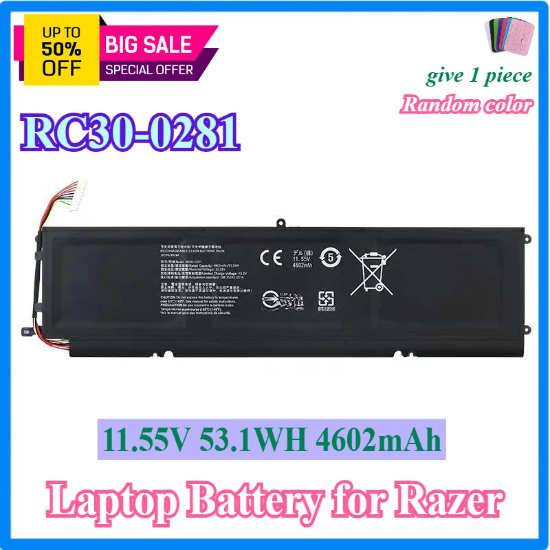 Laptop Battery RC30-0281 for Razer Blade Stealth 13 Stealth13 2018 2019 GTX 1650 Max-Q RZ09-03102E52-R3U1 4602mAh
Laptop Battery RC30-0281 for Razer Blade Stealth 13 Stealth13 2018 2019 GTX 1650 Max-Q RZ09-03102E52-R3U1 4602mAh