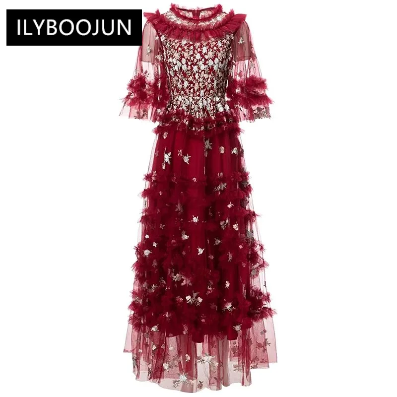 Autumn Mesh Long Dress Women O-Neck Butterfly Sleeve Floral Embroidery Ruffles Vintage Party Dresses
Autumn Mesh Long Dress Women O-Neck Butterfly Sleeve Floral Embroidery Ruffles Vintage Party Dresses