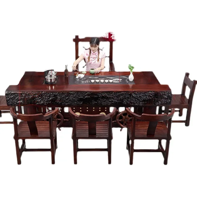 Old boat wooden tea table and chair combination
Old boat wooden tea table and chair combination