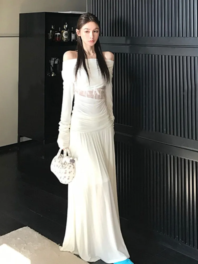Women Elegant 2 Piece Skirts Set Party Outfits Fashion Hollowed Out Lace Long Sleeved Slim Top A-line Skirt Autumn Y2k Clothes
Women Elegant 2 Piece Skirts Set Party Outfits Fashion Hollowed Out Lace Long Sleeved Slim Top A-line Skirt Autumn Y2k Clothes