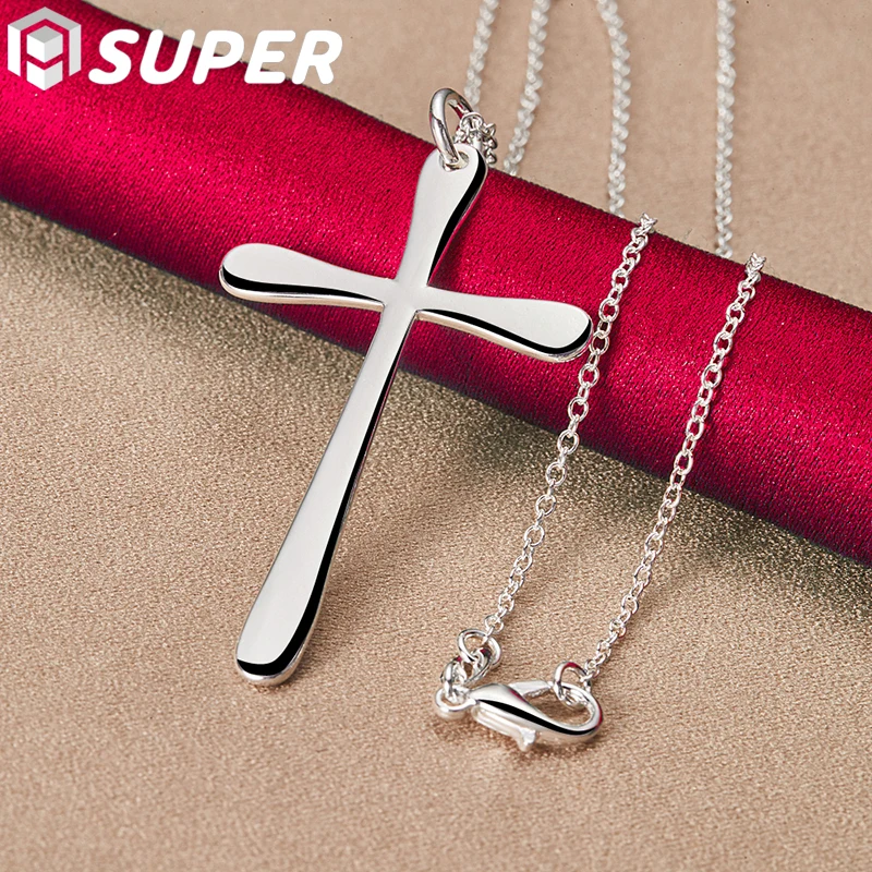 925 Sterling Silver Long Cross Pendant Necklace 16-30 Inch Chain For Woman Man Fashion Wedding Engagement Charm Jewelry
925 Sterling Silver Long Cross Pendant Necklace 16-30 Inch Chain For Woman Man Fashion Wedding Engagement Charm Jewelry